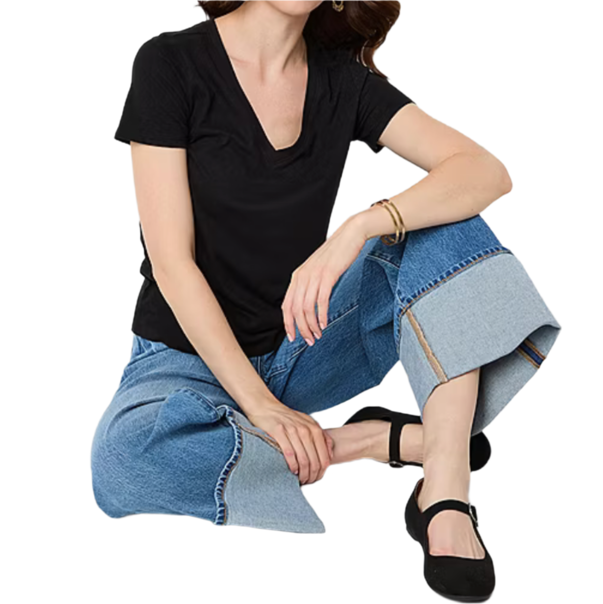 A.n.a V Neck Tee Solid - Black (Choose Size)