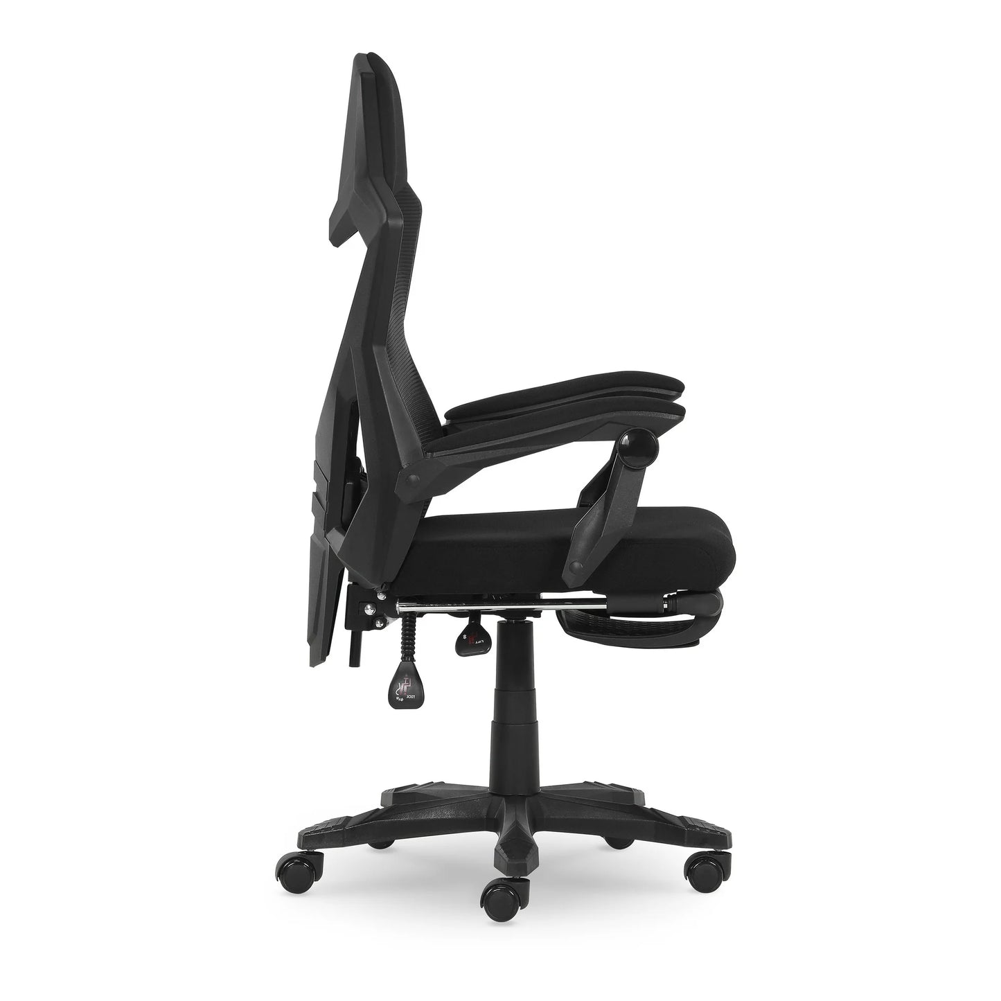 Gamer Gear Gaming Office Chair with Extendable Leg Rest - Black Fabric Upholstery