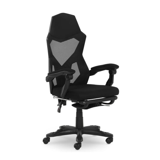 Gamer Gear Gaming Office Chair with Extendable Leg Rest - Black Fabric Upholstery