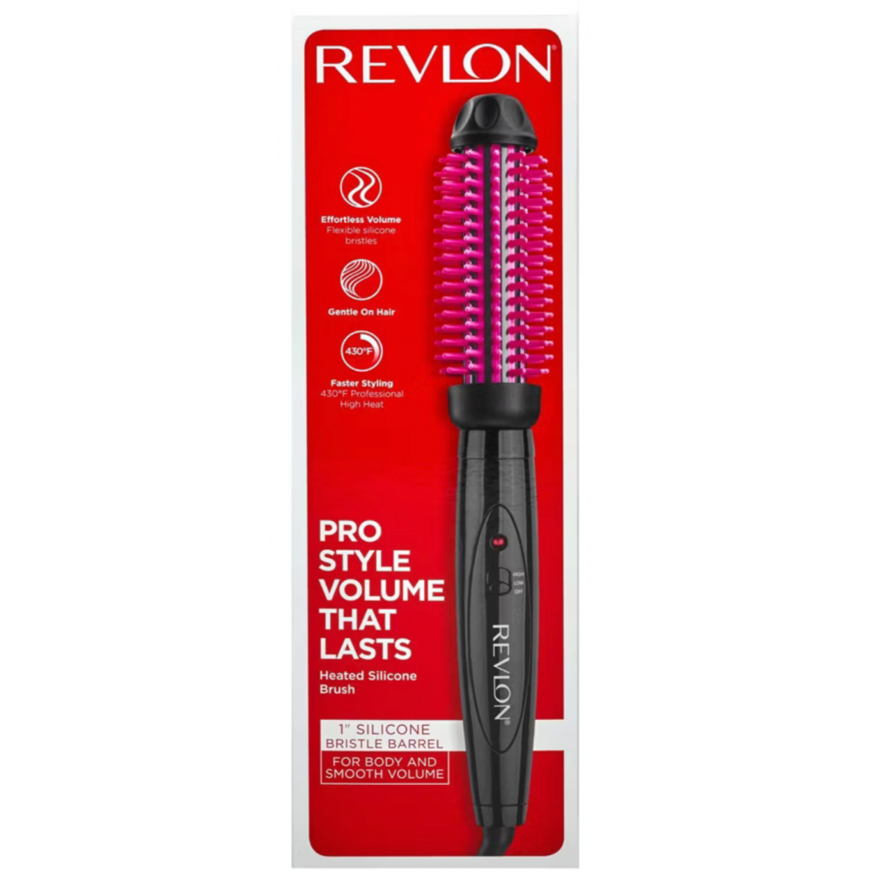 Revlon Pro Collection Silicone 1" Heated Brush, Black & Pink