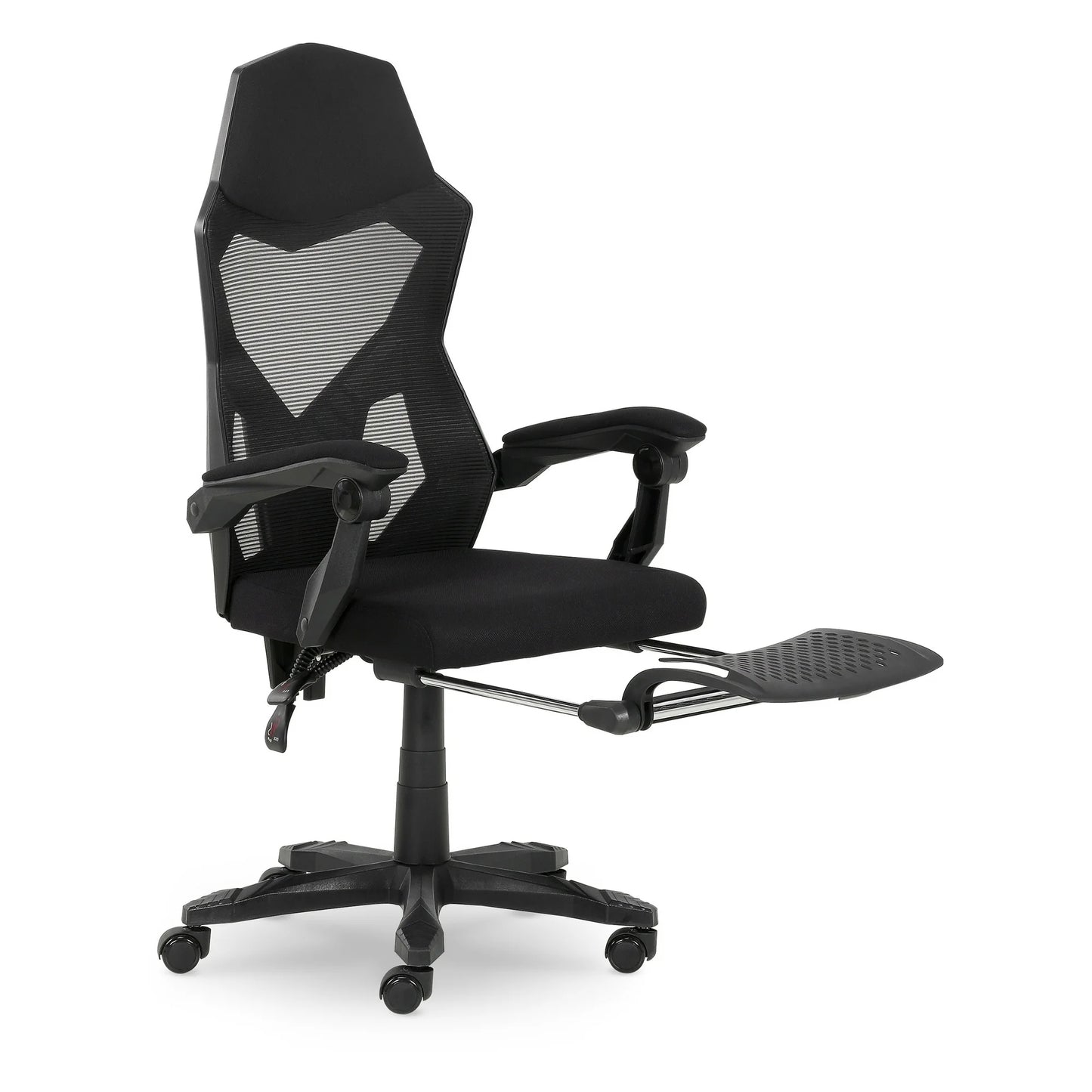Gamer Gear Gaming Office Chair with Extendable Leg Rest - Black Fabric Upholstery