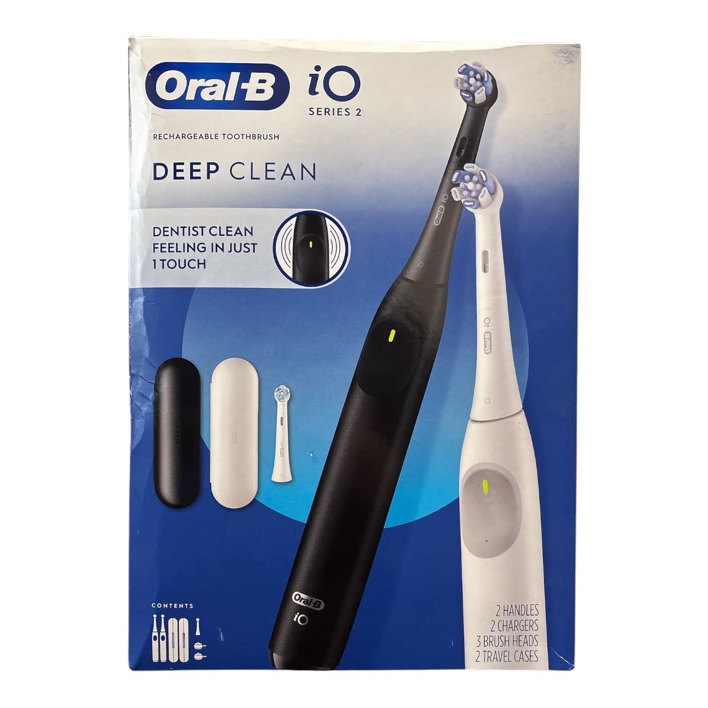 Oral-B iO Series 2 Electric Toothbrush - Pure White & Night Black (2 Ct with 3 Heads)